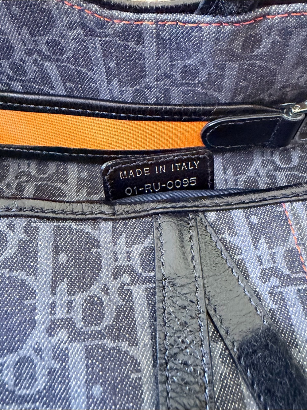 Christian Dior Galliano Denim Monogram Trotter Saddle Bag “Remove Before Flight” - Picture 9 of 11